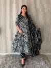 LABEL BY ANUSHA LBA-118 Black Printed Angrakha Anarkali Kurta Pant with Dupatta