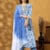 LBA-126-Blue Women Blue Ethnic Motifs Embroidered Cotton A-Line Kurta with Trousers and Dupatta